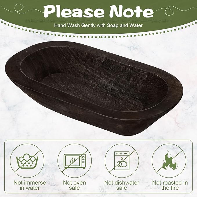 Nuogo 10 Pack Wooden Dough Bowls Bulk 8.5 Inch Rustic Dough Bowls for Wedding DIY Candle Home Crafts Making Farmhouse Fruits Supplies Decoration(Black)
