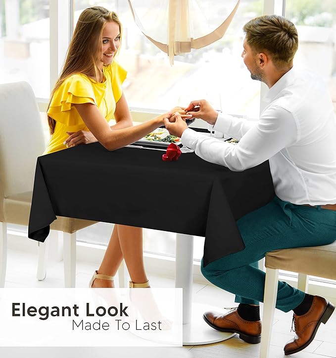 Utopia Kitchen Square Table Cloth 2 Pack(54x54 Inches, Black), Tablecloth Machine Washable, Polyester Table Cover for Dining, Buffet Parties, Picnics, Events, Weddings and Restaurants