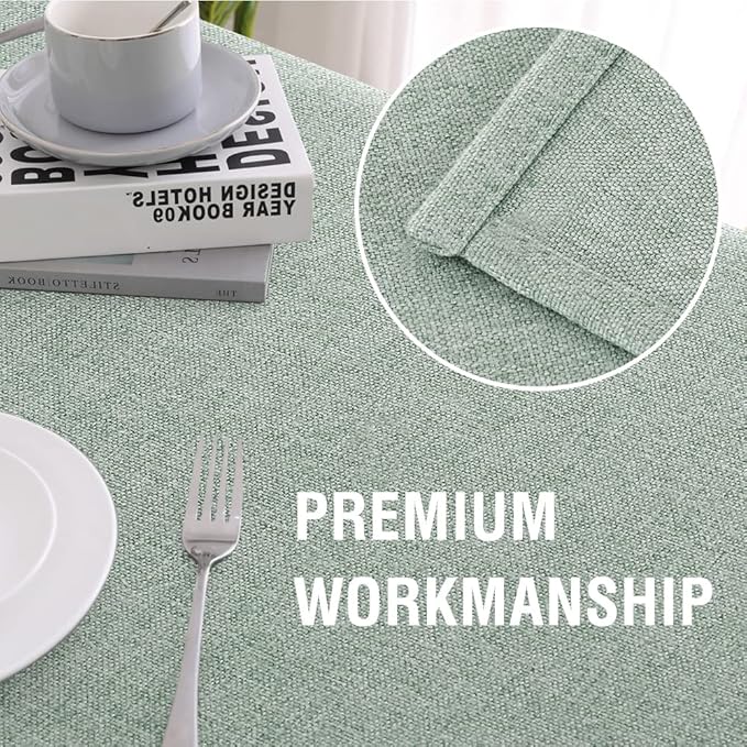 H.VERSAILTEX Linen Textured Tablecloth 54 x 80 Waterproof Decorative Table Cloth Spill-Proof Linen Look Cover for Party Table Extra Soft and Thick Fabric Wrinkle Free, Heather Sage