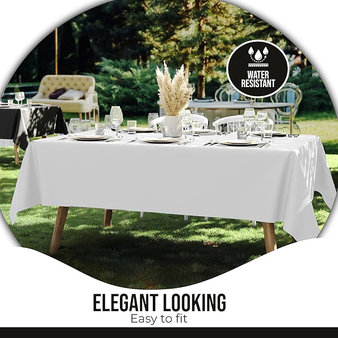 Party Solids 12-Pack White Plastic Disposable Tablecloth ??Size: 60 횞 84 Inches ??Rectangle Table Cover for Parties, Picnics & Formal Events