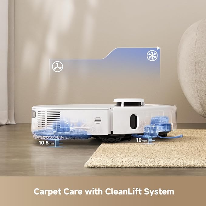 Mova P50 Ultra Robot Vacuum Cleaner with Flexible Mop, 19,000 Pa Suction Power with Anti-Tangle Brush, Corner and Edge Cleaning, 167??Automatic Cleaning & Self-Drying & Cleaning, Auto Empty & Refill