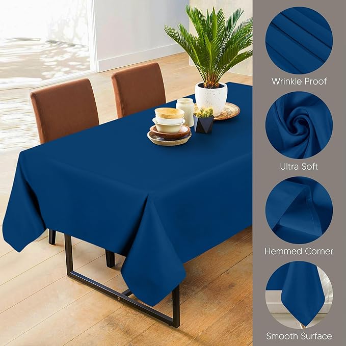 Utopia Kitchen Rectangle Table Cloth 2 Pack(60x102 Inches, Royal Blue), Tablecloth Machine Washable, Polyester Table Cover for Dining, Buffet Parties, Picnics, Events, Weddings and Restaurants