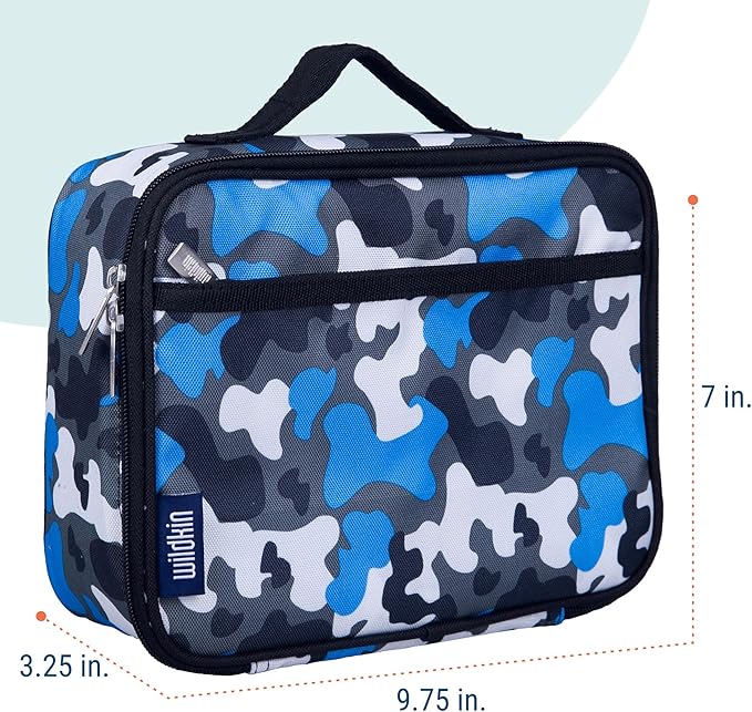 Wildkin Kids Insulated Lunch Box ??Durable and Reusable for School & Travel - Blue Camo