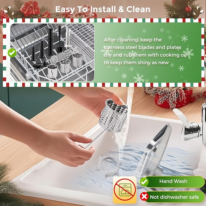 Electric Meat Grinder, Cheese Grater 3000W Multifunctional Meat Grinder with Juicer, Vegetable Cutter Veggie Slicer, Shredder, Meat Chopper, Sausage Stuffer, Kubbe Kit, Home Use
