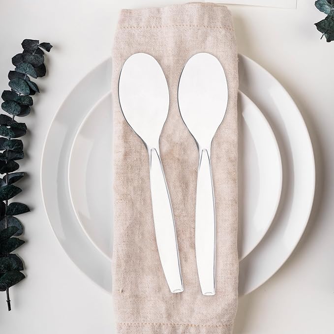 Smarty Had A Party 144 Clear Disposable Plastic Serving Spoons Clear Plastic Supplies Utensils Serving Spoons for Parties for Buffets