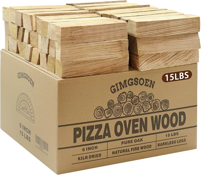 Pizza Oven & Cooking Wood ??Mini Kiln-Dried Oak, 6-Inch Logs, 15lb Box ??Bark-Free Firewood for Ooni, Gozney, Solo Stove & More ??High Heat, Long-Lasting Burn for Grilling, BBQ & Smoking