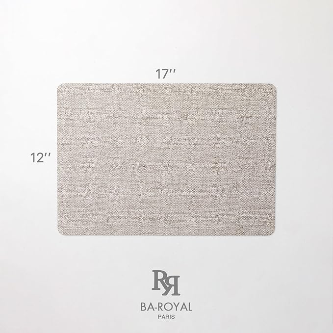 Baroyal Faux Leather Placemats Set of 6 Vinyl Washable Wipeable Table Mats for Kitchen Dining Table Heat Resistant Waterproof Modern Indoor/Outdoor Placemats Non-Slip Easy Clean Place Mats (Mix Gray)