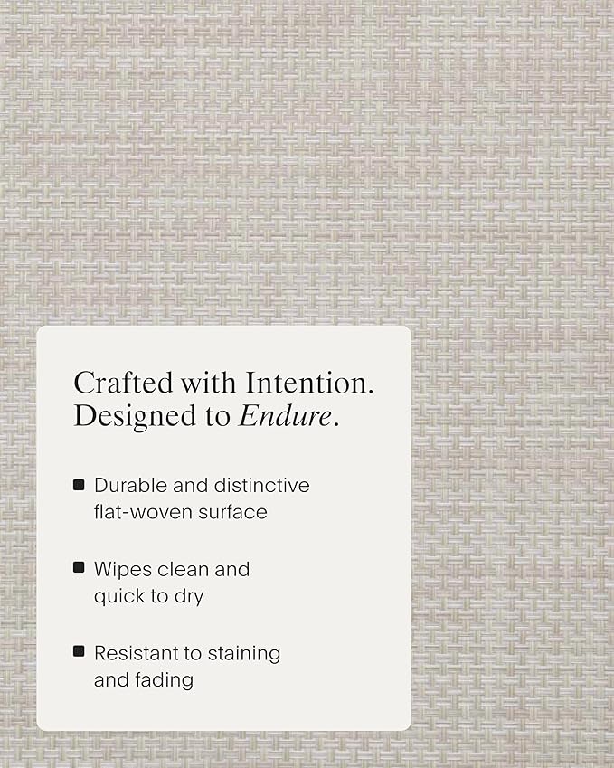Chilewich Basketweave Placemats in Khaki - Set of 4 - Easy Care Woven Tabletop Textiles - Indoor/Outdoor - 19" x 14" Rectangle