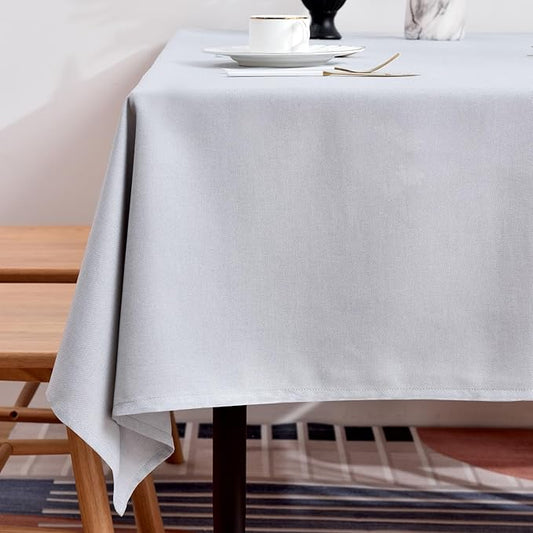 BALCONY & FALCON Table Cloth for 6 Foot Rectangle Tables ??Waterproof, Wrinkle-Free Farmhouse Tablecloth for Dining, Kitchen, Wedding, Baby Shower & Holiday Gatherings (Silver, 57" x 118")