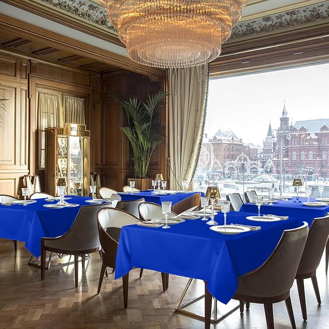 sancua Royal Blue Tablecloths for 6 Foot Rectangle Tables, 6 Pack - 60x102 Inch - Washable Fabric Cloth Table Cloth, Reusable Polyester Table Covers for Wedding Party, Banquet, Independence Day