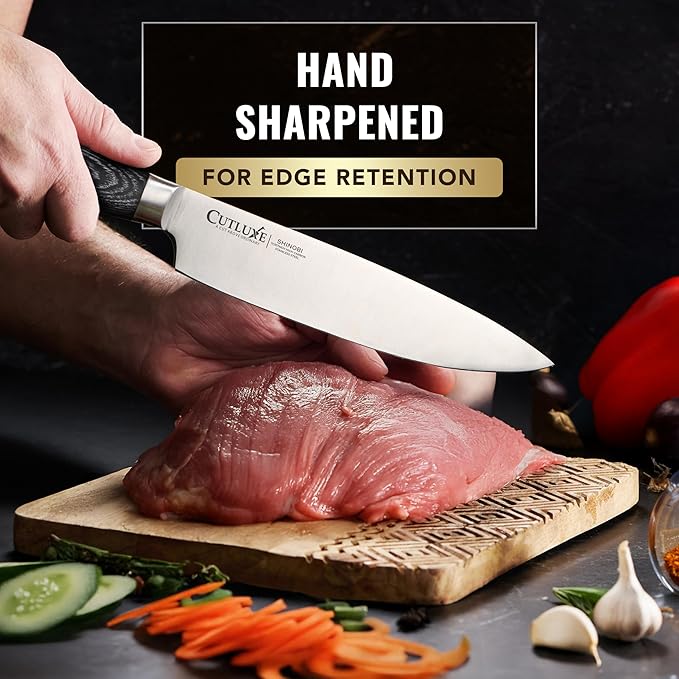 Cutluxe 3-Piece Chef Knife Set ??Ultra Sharp Japanese Kitchen Knives, High Carbon Stainless Steel Blades, Full Tang Pakkawood Handles ??Shinobi Series