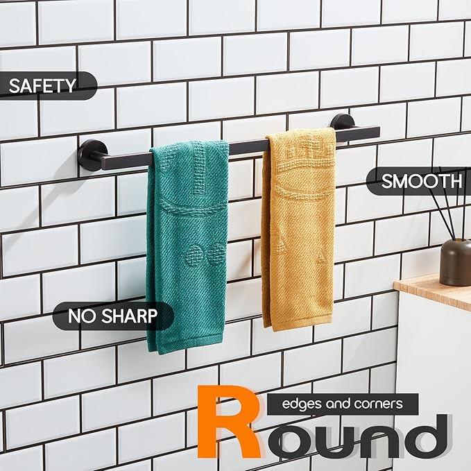 24 Inch Bathroom Towel Racks Bath Towel Bars Kitchen Towel Holder Towel Rails Wall Mounted SUS304 Stainless Steel Oil Rubbed Bronze AN4001ORB-L24