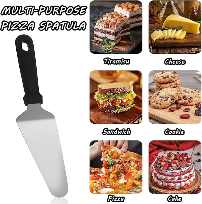 RHBLME 25 Pack Pizza Spatula, Pie Server Pie Cutter Cake Cutter, Stainless Steel Cake Serving Spatula Non Slip Easy to Grip Baking Triangular Spade Plastic Handle Shovel