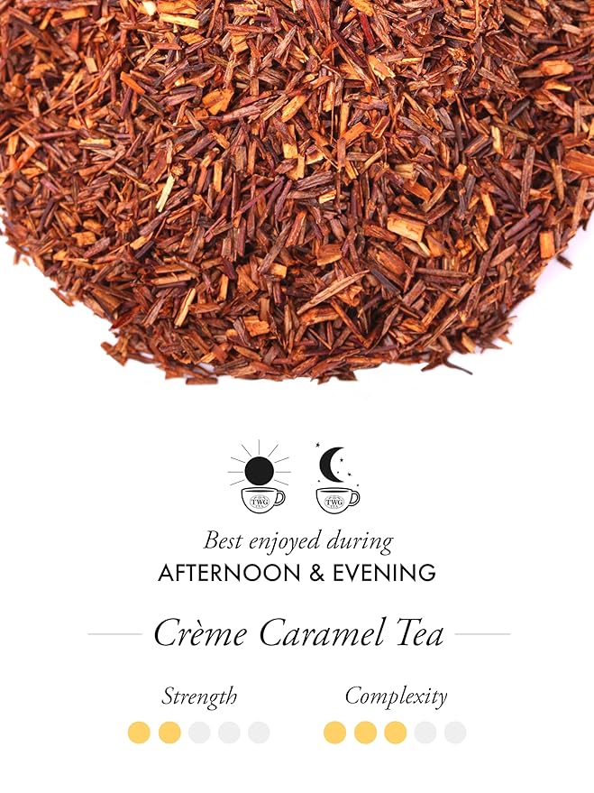 TWG Tea | Cr챔me Caramel Tea | Rooibos Tea | Caramel & Theine-Free | 15 Hand Sewn Cotton Teabags | Gift Set