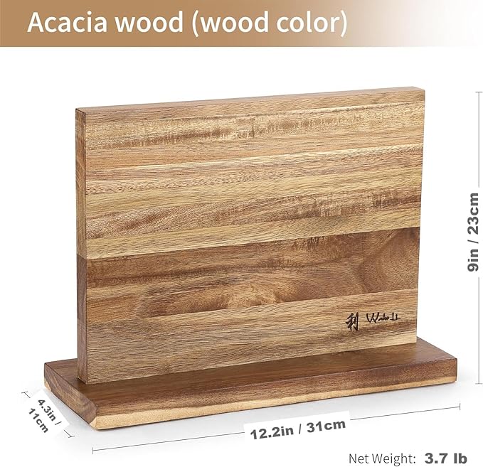 Wakoli Damascus Knife Block Set ??4-Piece Professional Kitchen Knives with Magnetic Block ??Kitchen Knife Set made of 67-Layer Damascus Steel Blades & Ergonomic Zebrawood Handles