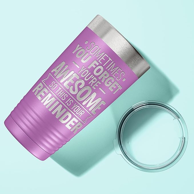 Spotted Dog Company Inspirational Tumbler, Inspirational Gifts for Men Dad Father Wife Sister Women, Birthday For Him Her, You?셱e Awesome Tumbler, Teacher Coworker Gifts 20oz Light Purple
