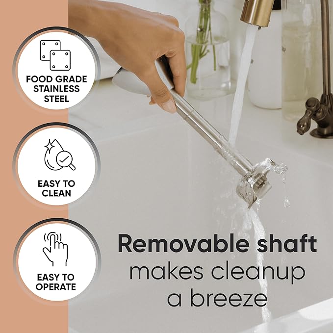 Handheld Immersion Blender 220W - 7??Stainless Steel with 8 Speeds - 110V + 1-Yr Coverage and 24/7 Pro Chef Support