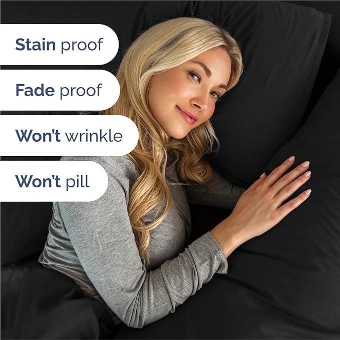 Cal King 6 Piece Sheet Set - Cooling & Breathable Bed Sheets - Hotel Luxury Bed Sheets for Women, Men, Kids & Teens - Bedding w/Deep Pockets & Easy Fit - Soft & Wrinkle Free - Cal King Black Sheets