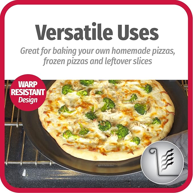 GoodCook AirPerfect Nonstick 16??Pizza Pan - Set of 2 - Pizza Trays for Oven, Perforated Round Pizza Pan, Carbon Steel Baking Pan, Homemade, Frozen & Leftover Slices