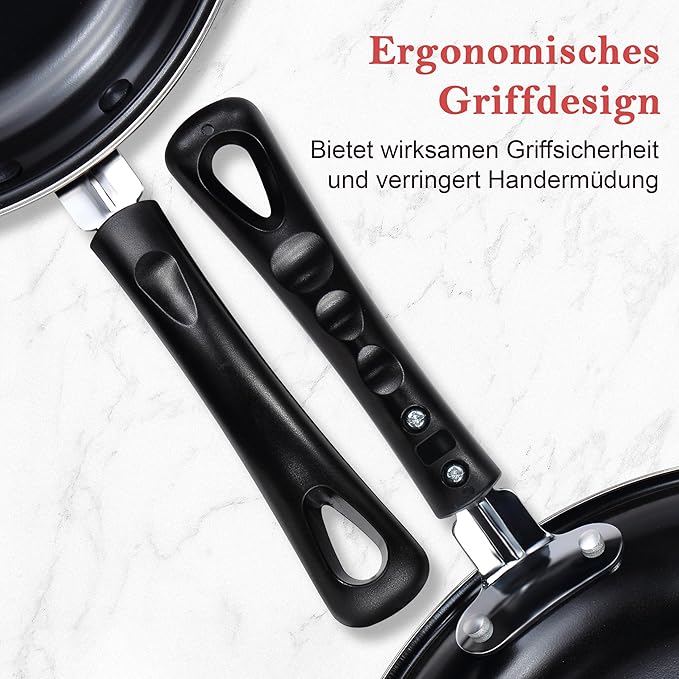 Nonstick Frying Pan Set - Iron Frying Pan 3-Piece Set (8", 10", 12") + 2 Silicone Spatulas, With Premium Nonstick Coating, Up to 450째F, Skillet Suitable for Induction, Gas & More