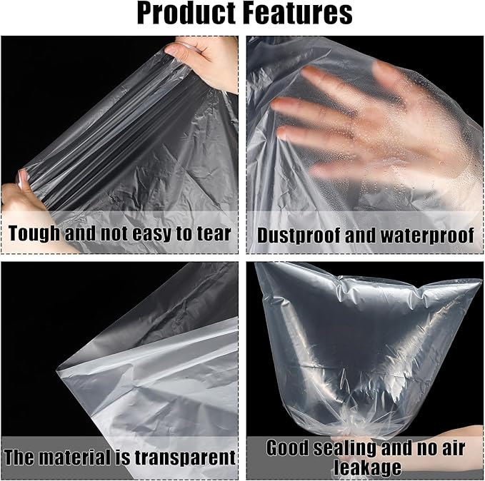 Teling 50 Pack 5 Gallon Bucket Liner Bags Clear Ice Bucket Liners Turkey Brine Disposable Marinating Container Bag for Storage Food, Leak Proof竊?0 x 28 Inches (4.7 Mil)