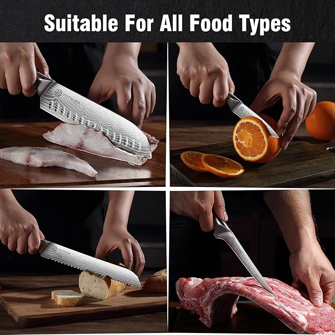 YOTSUBA Kitchen Knife Set, 7PCS Kitchen Knives Set High Carbon Stainless Steel Sharp Knife, Knives Set for Kitchen with Ergonomic Handle