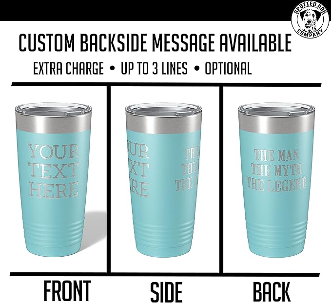 Personalized 20oz (17 Colors) Powder Coated Insulated Stainless Steel Tumbler with Lid, Custom Etched, Customized Text Message Name, Engraved Gift Idea Women Men Him Her, Your Text Here (Teal)