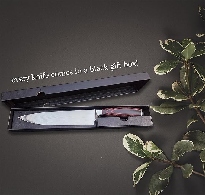 Professional Chef Knife | Personalized 8" Stainless Steel Kitchen Knife | Custom Engraved Initial & Name | Brown Pakka Wood Handle