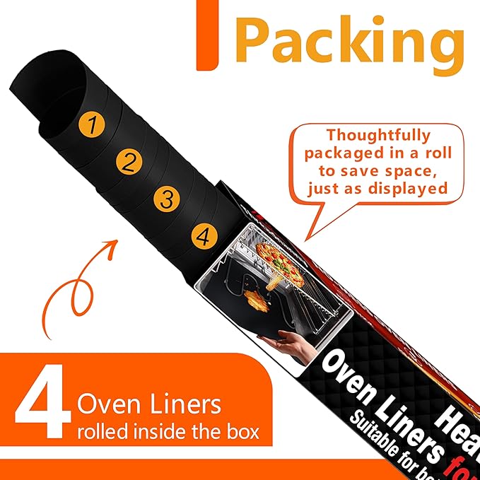 Oven Liners for Bottom of Electric Gas Oven Reusable - 4 Pack Large Heavy Duty Nonstick Teflon Range Mat 17"x 25" - Stove Floor Protector Liner Easy to Clean Reduce Spills Stuck Foods and Clean Up