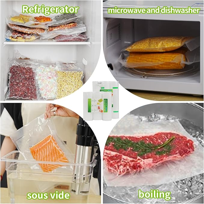 L'ELEF MISTICO Vacuum Sealer Bags Rolls 14''X20' (3 Rolls), Commercial Grade, BPA Free, Heavy Duty Food Storage Freezer Bags