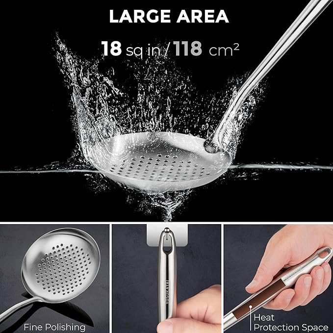 YOSUKATA Carbon Steel Wok Pan ??13,5 ??Stir Fry Pans PLUS 17" Wok Spatula and Ladle Skimmer Spoon - Stainless Steel Cooking Utensils Set