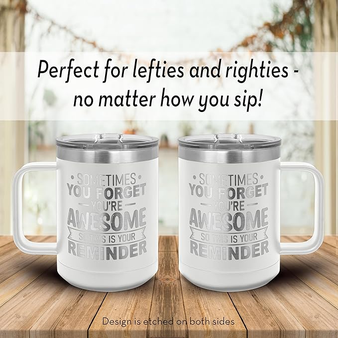 Spotted Dog Company Inspirational Travel Coffee Mug, Inspirational Gifts for Men Dad Father Wife Sister Women, Birthday For Him Her, You?셱e Awesome Tumbler, Teacher Coworker Gifts 15oz White