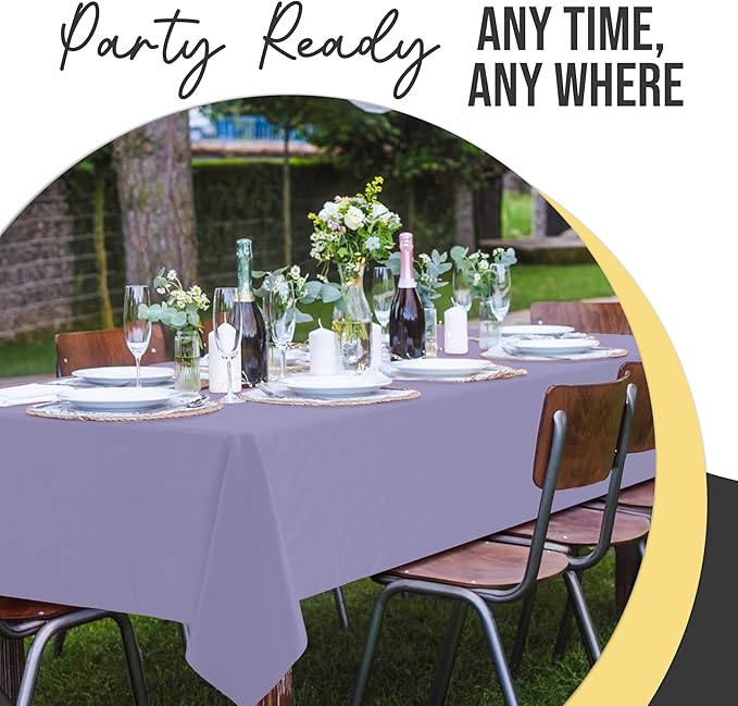 Exquisite 66% Thicker Premium Plastic Table Cloth Rectangle Table Cover 0.5 Mil 24 Pack Lavender Table Cloth 54 Inch x 108 Inch Disposable Tablecloth Won't Tear Easily Like Cheap Thin Brands