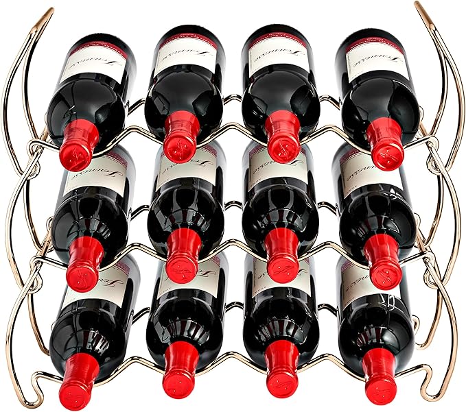 Sorbus 6-Tier Stackable Wine Rack - Classic Style Wine Racks for Bottles - Perfect for Bar, Wine Cellar, Basement, Cabinet, Pantry, etc - Hold 24 Bottles, Metal (Copper)