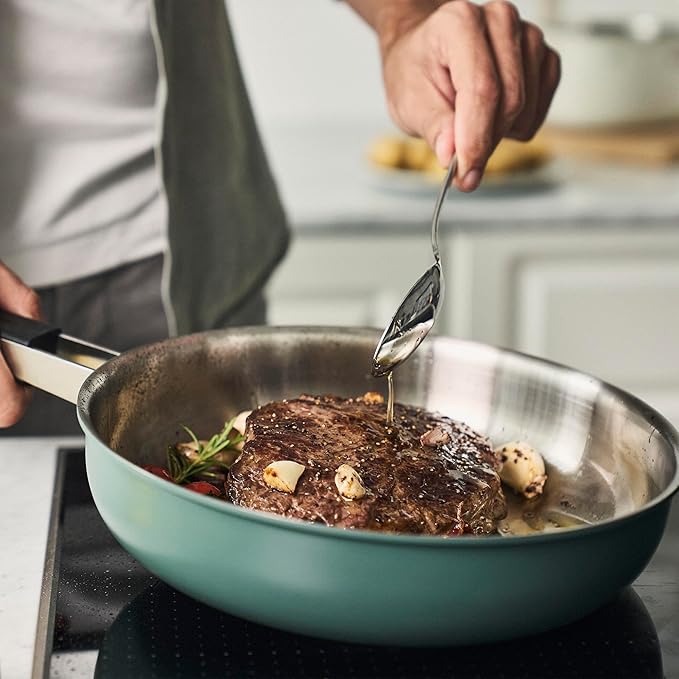 ZWILLING Pure 9.5-inch Stainless Steel Fry Pan, Green