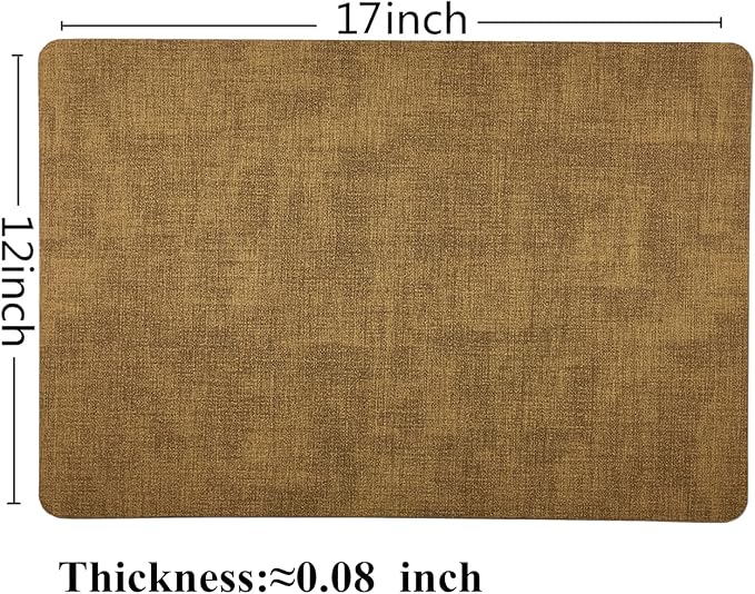 WAZAIGUR Waterproof Easy to Clean Heat Resistant Thick Faux Leather Washable Placemats Set of 4 Brown