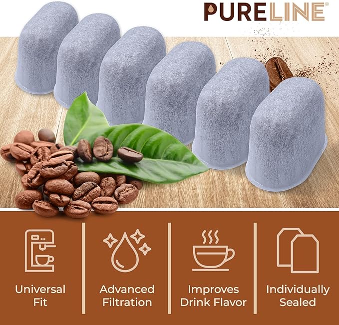 Cuisinart짰 Coffee Filter Replacement - 12 Pack Cuisinart짰 Coffee Maker Water Filter by Pureline - Charcoal Water Filter - for all Cusinart Coffee Machines