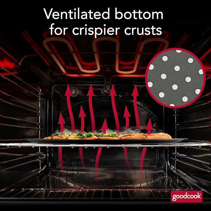 GoodCook AirPerfect Nonstick 16??Pizza Pan ??Pizza Tray for Oven, Perforated Round Pizza Pan, Carbon Steel Baking Pan, Homemade, Frozen & Leftover Slices