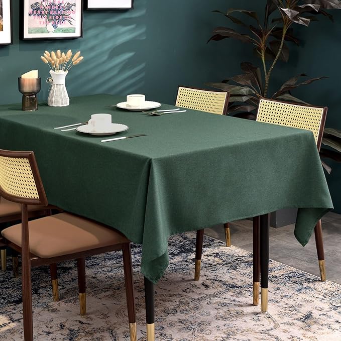 BALCONY & FALCON Table Cloth ??Waterproof, Wrinkle Resistant & Washable Large Rectangle Tablecloth and Table Cover for Dining Room, Kitchen, Outdoor, Party & Birthday Use (Hunter Green, 91" x 156")
