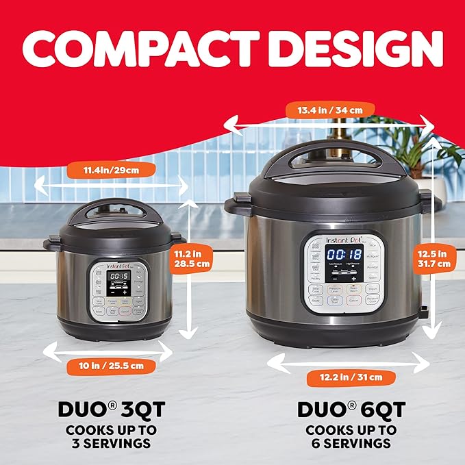 Instant Pot Duo 7-in-1 Mini Electric Pressure Cooker, Slow Rice Cooker, Steamer, Saut챕, Yogurt Maker, Warmer & Sterilizer, Includes Free App with over 1900 Recipes, Stainless Steel, 3 Quart