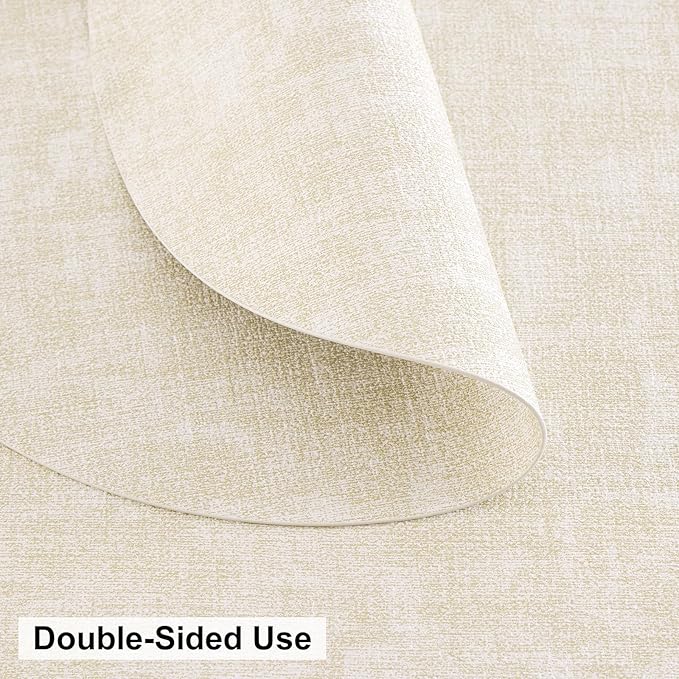 homing Round Faux Leather Placemat and Coaster 8 Packs, Washable Heat Resistant Dining Place Mats, Wipeable Double-Sided Table Mats for Indoor and Outdoor, Diameter 13 and 3.93 inch, Beige