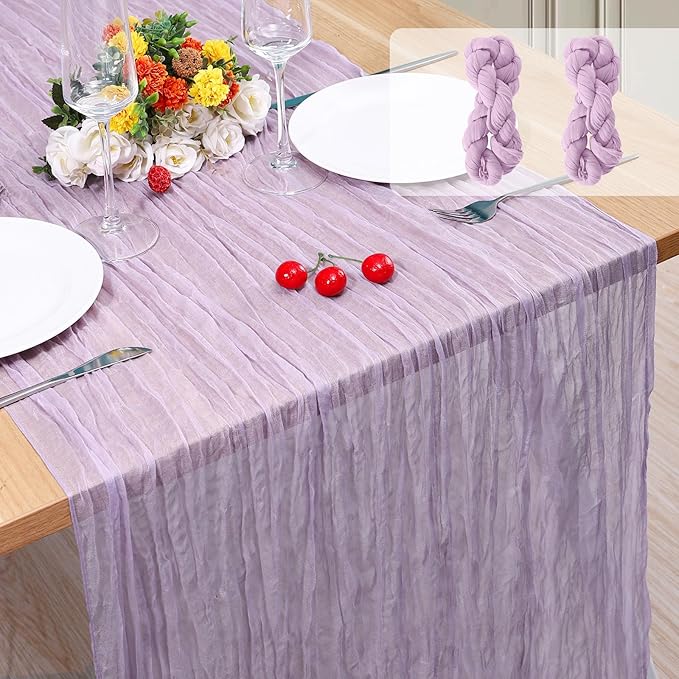 2 Pack Cheesecloth Table Runner 10Ft Christmas Gauze Boho Table Runners for Wedding Decor Bridal Shower Decorations Baby Shower Party(35" x 120")