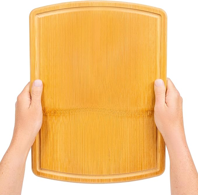 Bamboo Cutting Board ??15 Inch Wood Cutting Boards for Kitchen with Glue-Free Surface??& Juice Groove ??Non-Toxic, FSC-Certified, Durable Wooden Chopping Board