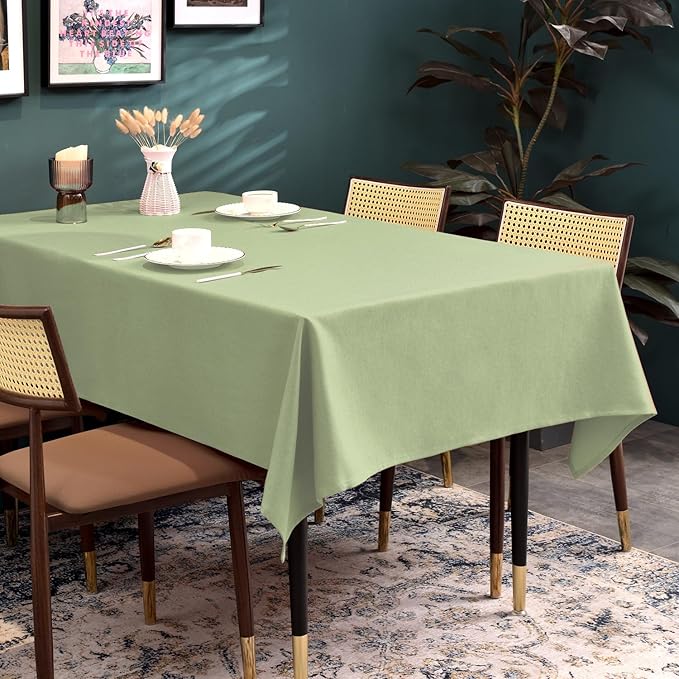 BALCONY & FALCON Table Cloth for 6 Foot Rectangle Tables ??Waterproof, Wrinkle-Free Farmhouse Tablecloth for Dining, Kitchen, Wedding, Baby Shower & Spring Holiday Gatherings (Sage Green, 55" x 95")