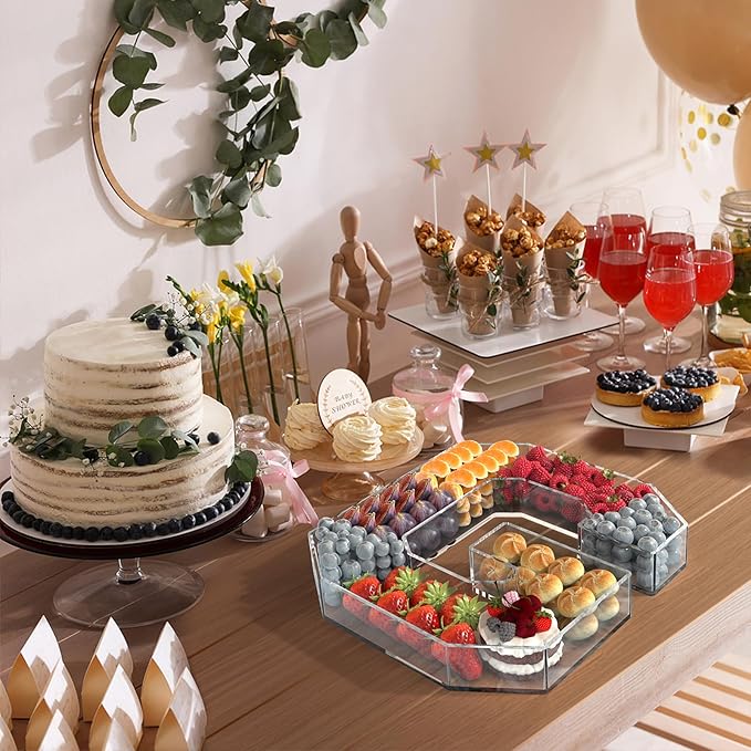 11" Acrylic Letter Charcuterie Tray, Charcuterie Letters Fillable Box for Food, Reusable Serving Cake Candy Dish Display Tray for Birthday Anniversary Party Decoration (Letter G)