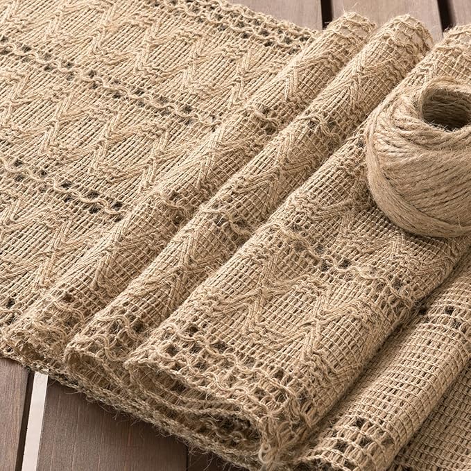 Socomi Boho Table Runner Valentine's Day Farmhouse Burlap Jute Bamboo Rustic Dining Kitchen Centerpiece Decor Long Macrame Woven Coffee Table Runner for Dresser Scarf Home Decor 12x108 inch