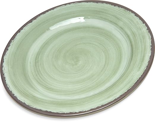 Carlisle FoodService Products Mingle Resuable Plastic Plate Appetizer Plate with Pottery Style for Home and Restaurant, Melamine, 7 Inches, Jade, (Pack of 12)