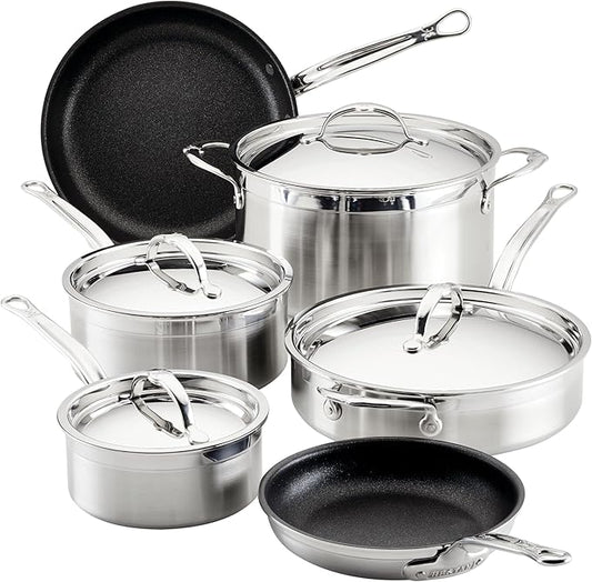 Hestan ProBond Forged TITUM - Professional Clad Stainless Steel, Nonstick, 10-Piece Cookware Set, Induction Compatible, Made without PFOAs