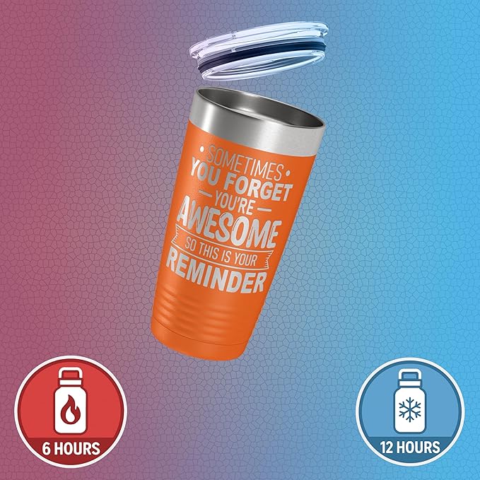 Spotted Dog Company Inspirational Tumbler, Inspirational Gifts for Men Dad Father Wife Sister Women, Birthday For Him Her, You?셱e Awesome Tumbler, Teacher Coworker Gifts 20oz Orange