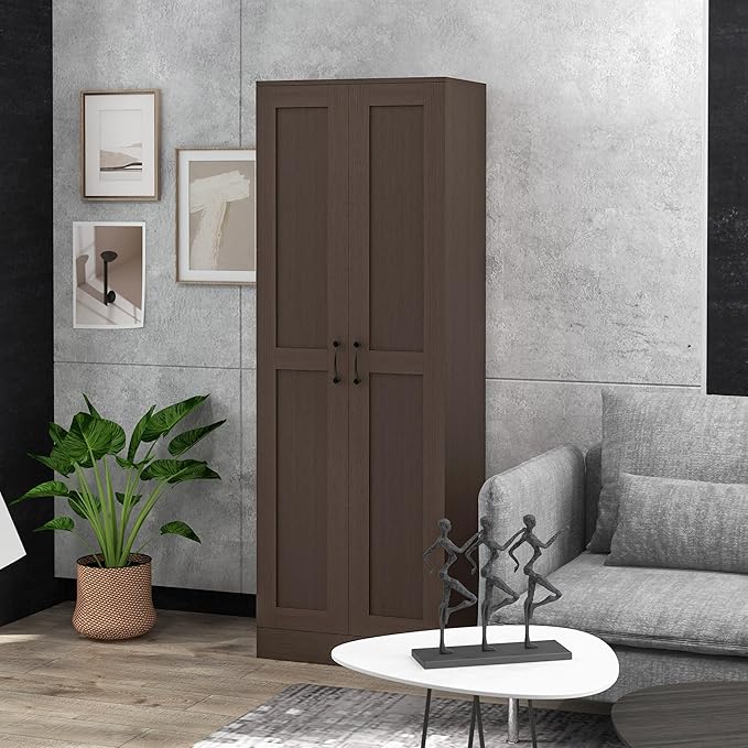HOMCOM Kitchen Pantry, 69" Tall Storage Cabinet with Adjustable Shelves, Modern Kitchen Storage Cabinet with Soft Close Doors, Coffee